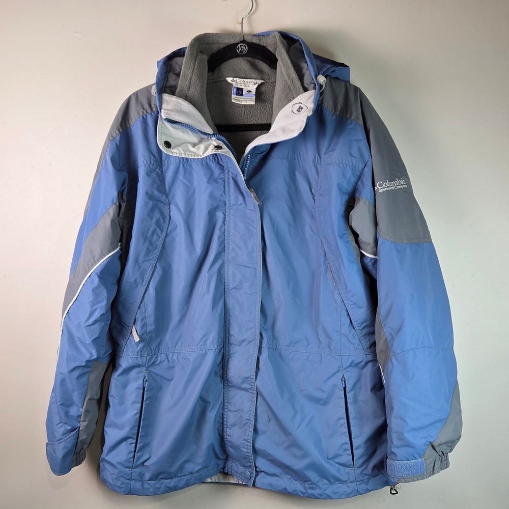 Columbia Interchange Jacket Women L Blue Excellent 3-in-1 Fleece XL7734 Hiking